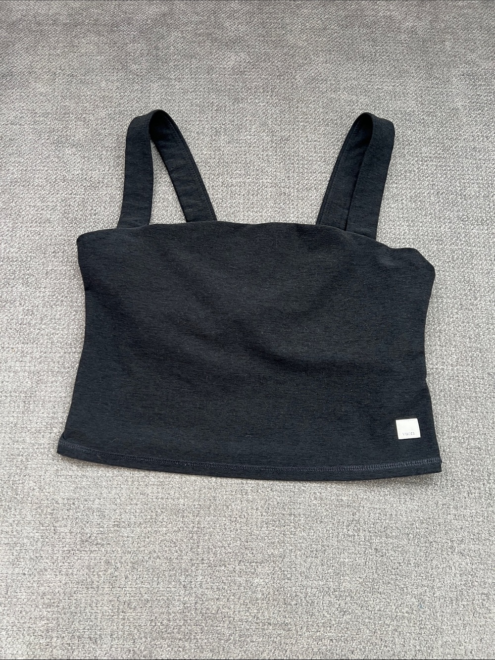 Vuori Black Square-Neck Crop Tank
